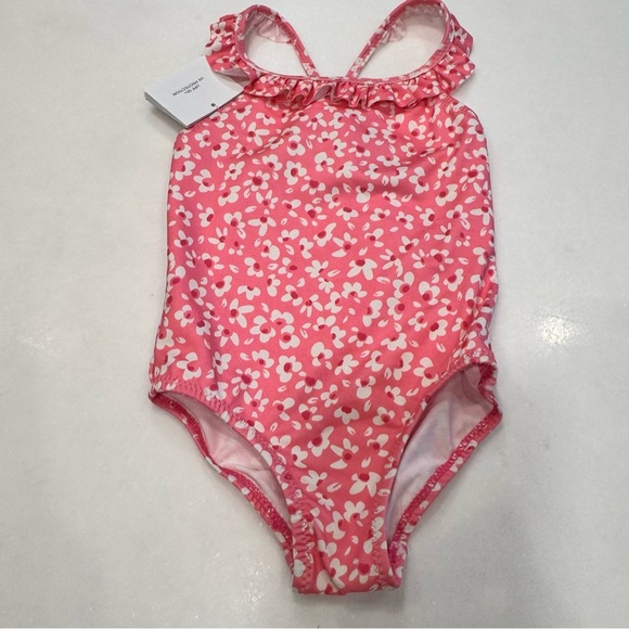 Zara Baby Girl One Piece Swim Suit UPF +50 Pink Floral Sz 12-24 Months NWT - Picture 5 of 6